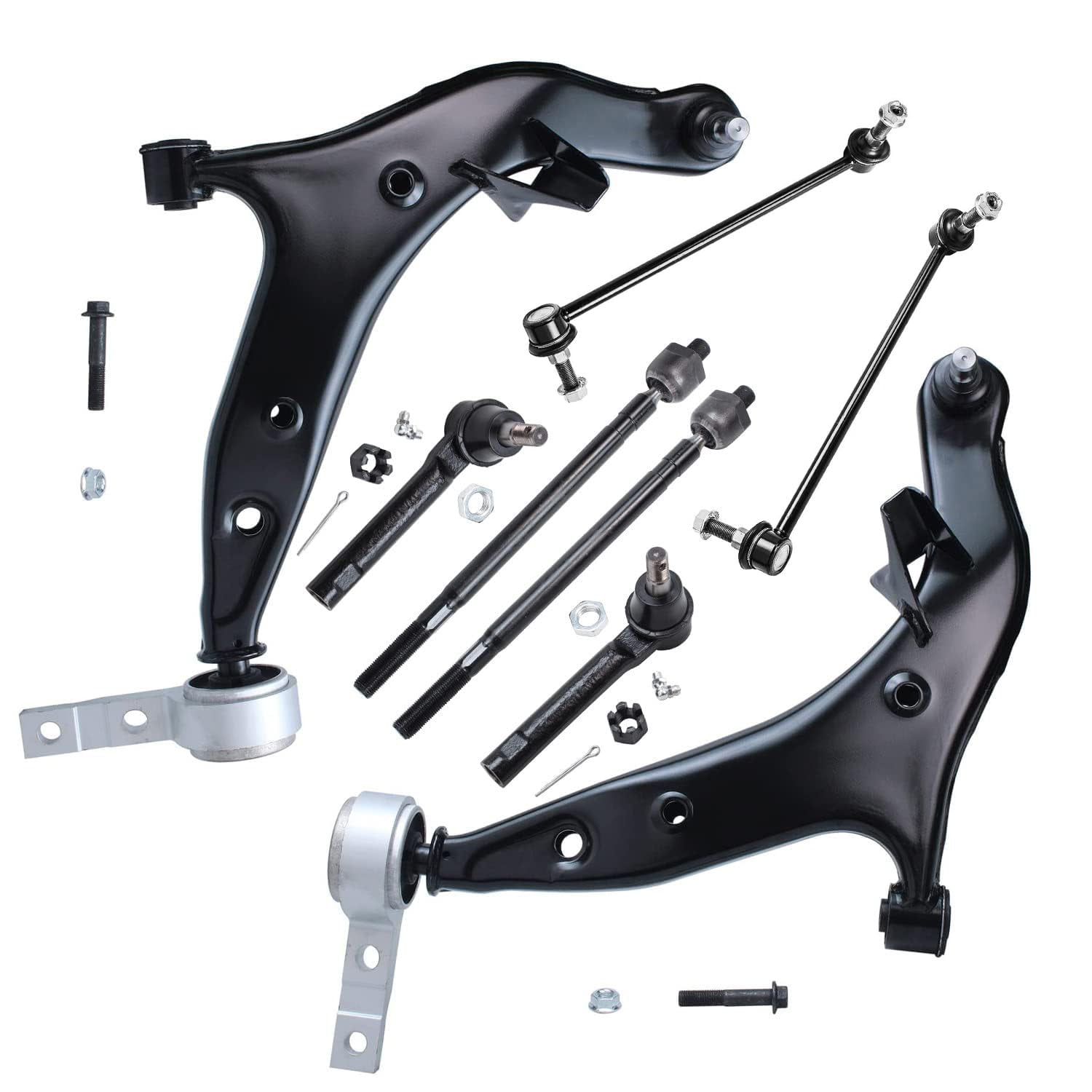 Detroit Axle - Front Lower Control Arms w/Ball Joints & Sway Bars + Outer& Inner Tie Rod - 8pc Set