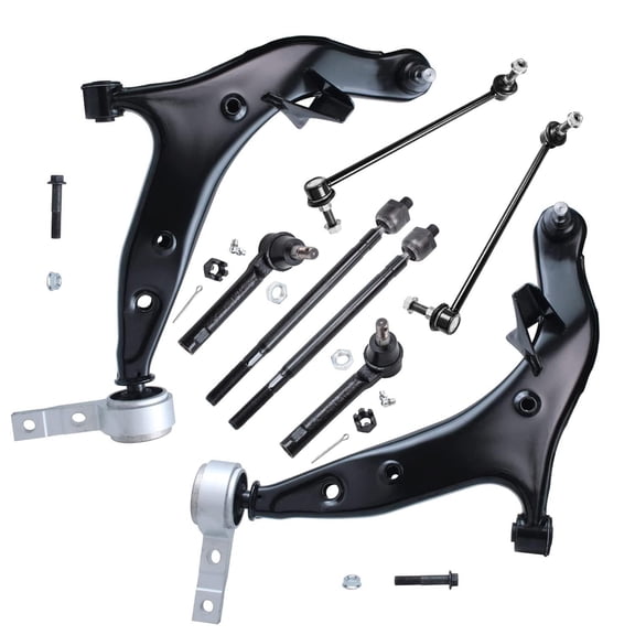 Detroit Axle - Front Lower Control Arms w/Ball Joints & Sway Bars + Outer& Inner Tie Rod - 8pc Set