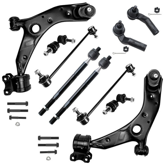 Detroit Axle - Front End 10pc Suspension Kit for 2004-2009 Mazda 3 Sport, 2006-2015 Mazda 5, 2 Lower Control Arms w/Ball Joints 4 Outer Inner Tie Rods 4 Front & Rear Sway Bar Links Replacement