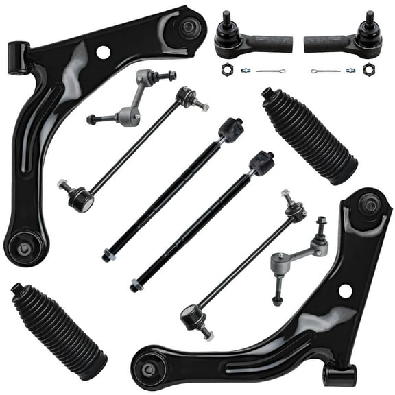 Detroit Axle - Front Lower Control Arms w/Ball Joints Tie Rods w/Boots Sway Bars Replacement for 2009 Ford Escape Mazda Tribute Mariner