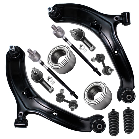 Detroit Axle - Front Lower Control Arms w/ Ball Joints + Wheel Bearings + Sway Bars + Tie Rods Replacement for 2000-2005 Hyundai Accent - 12pc Set