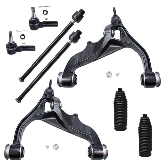 Detroit Axle - Front Lower Control Arms w/Inner & Outer Tie Rod Ends Replacement for 06-12 Dodge Ram 1500 4x4 5-lug Models - 8pc Set Fits select: 2012 DODGE RAM 1500 SPORT