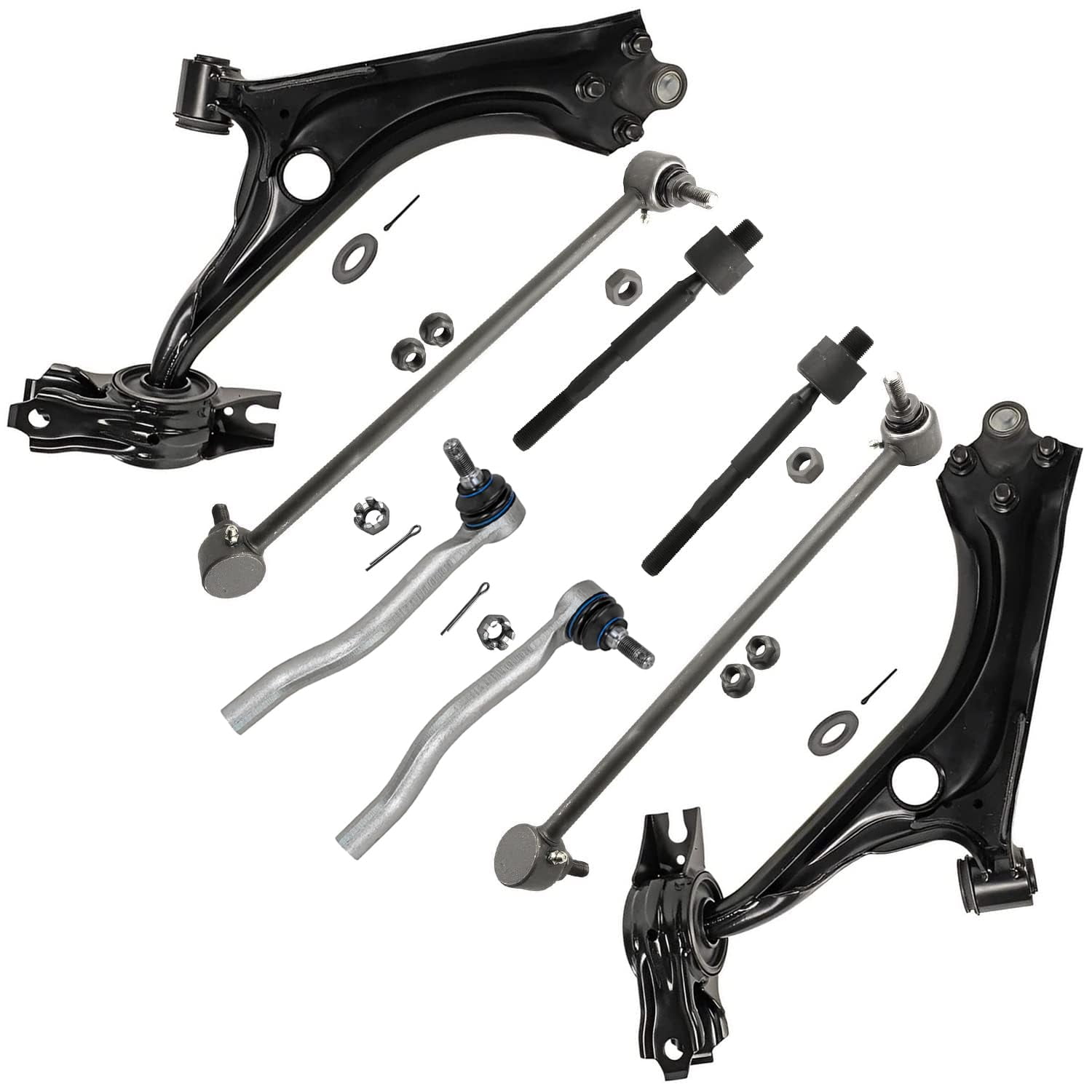 Detroit Axle - Front Lower Control Arms with Ball Joints + Outer & Inner Tie Rods Sway Bars Kit Replacement for 2016-2019 Honda Civic 1.5L