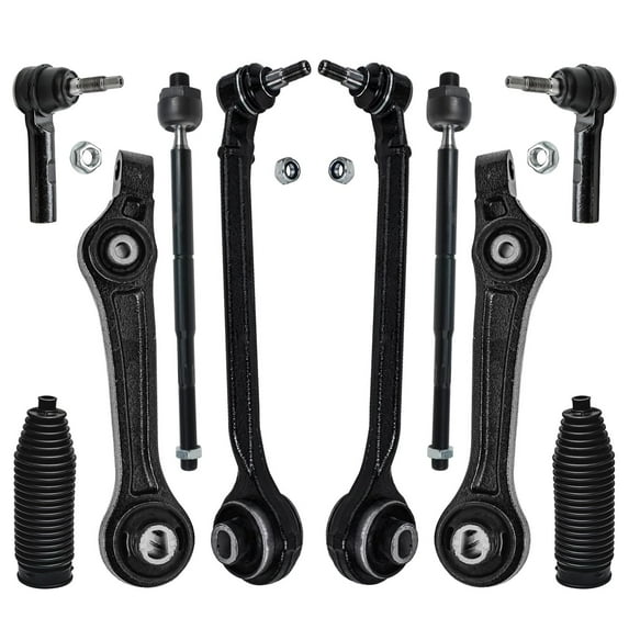 Detroit Axle - Front Lower Forward Rearward Control Arms, Inner Outer Tie Rods w/Boots Replacement for 2005-2010 Chrysler 300/2008-2010 Dodge Challenger/ 2006-2010 Charger/ 2005-2008 Magnum - RWD