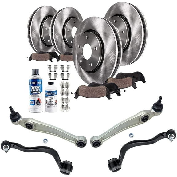 Detroit Axle - Control Arms Brake Kit for 2010-2012 BMW X5 xDrive35d, 2010 X6 xDrive35i, Lower Forward & Rearward Control Arms w/ Ball Joints Brake Rotors Ceramic Brakes Pads Front & Rear Replacement