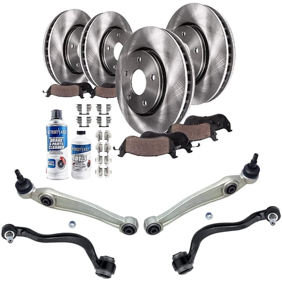 Detroit Axle - Control Arms Brake Kit for 2010-2013 BMW X5 xDrive35d, 2010 X6 xDrive35i, Lower Forward & Rearward Control Arms w/ Ball Joints Brake Rotors Ceramic Brake Pads Front & Rear