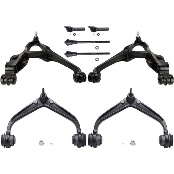 Detroit Axle - Front Lower & Upper Control Arm + Outer & Inner Tie Rods Replacement for 2011-2019 Chevrolet GMC Sierra Silverado 2500 3500 HD