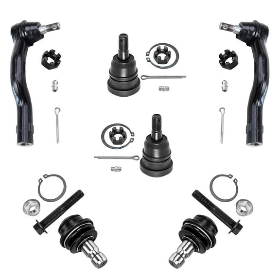 Detroit Axle - Front Outer Tie Rod + Ball Joint Replacement for 04-10 Infiniti QX56, 04-15 Nissan Titan 05-15 Armada - 6pc Suspension Set