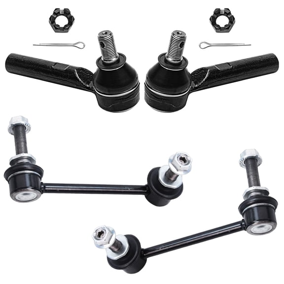Detroit Axle - Front Outer Tie Rods Sway Bars for 2003-2009 Toyota 4Runner Lexus GX470 2007-2009 Toyota FJ Cruiser, 2 Sway Bar Links 2 Outer Tie Rods Replacement