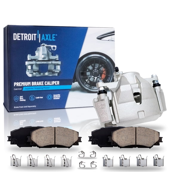 Detroit Axle - Front Passenger Side Brake Caliper Ceramic Brake Pads Replacement for Toyota Prius V RAV4 Scion xB Lexus HS250H