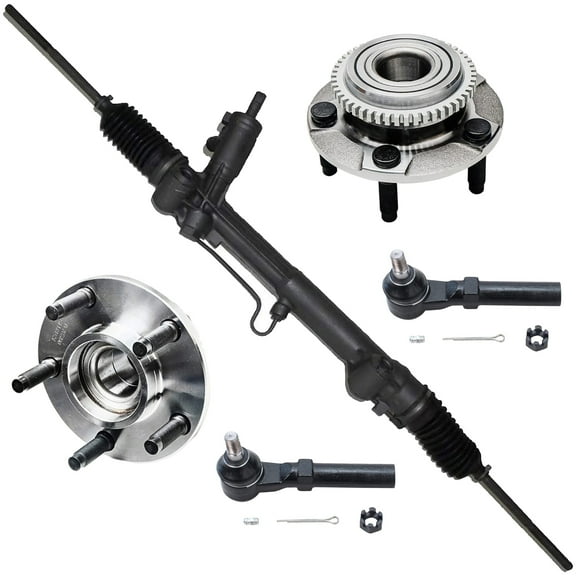 Detroit Axle - Front Power Steering Rack and Pinion Wheel Bearing Hub Outer Tie Rods Replacement for 1994-2000 2001 2002 2003 2004 Ford Mustang