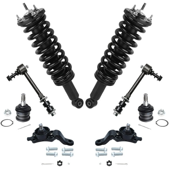 Detroit Axle - Front Quick Struts & Coil Spring Assembly + Sway Bar Link + Upper & Lower Ball Joint Replacement for 2004 2005 2006 Toyota Tundra - 8pc Set