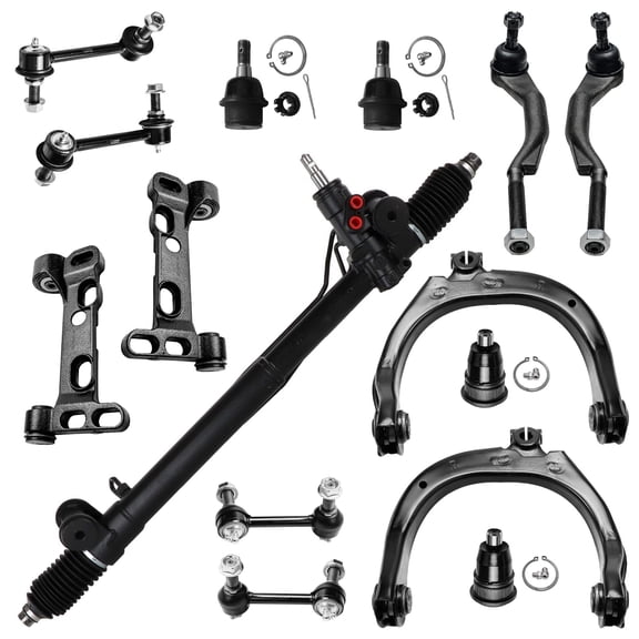 Detroit Axle - Front Rack and Pioion Suspension Kit for Chevrolet Trailblazer GMC Envoy Steering Driver Passenger Side Rack and Pinion Control Arms Ball Joints Outer Tie Rods Sway Bars Replacement