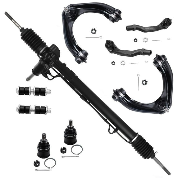 Detroit Axle - 7pc Steering Rack and Pinion Ball Joints Tie Rods Sway Bars for 1996-2000 Honda Civic