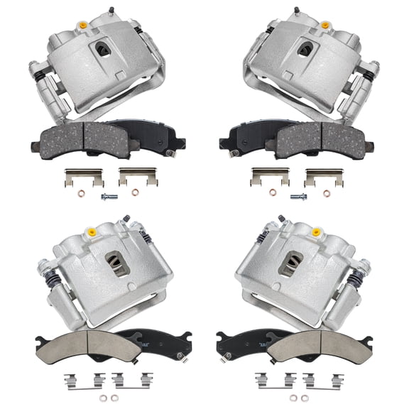 Detroit Axle - Front & Rear Brake Calipers Brakes Brake Pads Replacement for Chevy Express 2500 3500