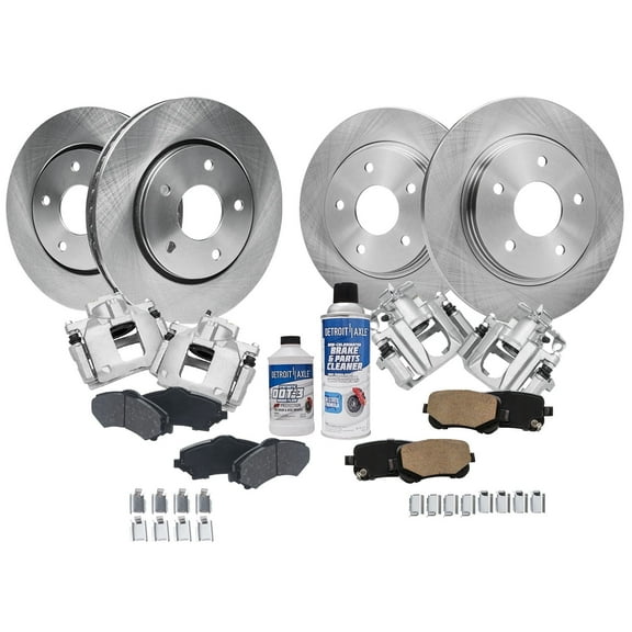Detroit Axle - Brake Kit for Chrysler Town & Country Dodge Grand Caravan VW Routan, 11.89'' inch Front and 12.00'' inch Rear Disc Brake Rotors Ceramic Brake Pads Brake Calipers Replacement