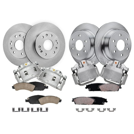 Detroit Axle - Front Rear Disc Rotors Brake Calipers Ceramic Pads for 08-13 Chevrolet Silverado GMC Sierra 1500 Avalanche 08-14 Suburban Tahoe Yukon XL Escalade: 12.99" Front & 13.58" Rear Rotors