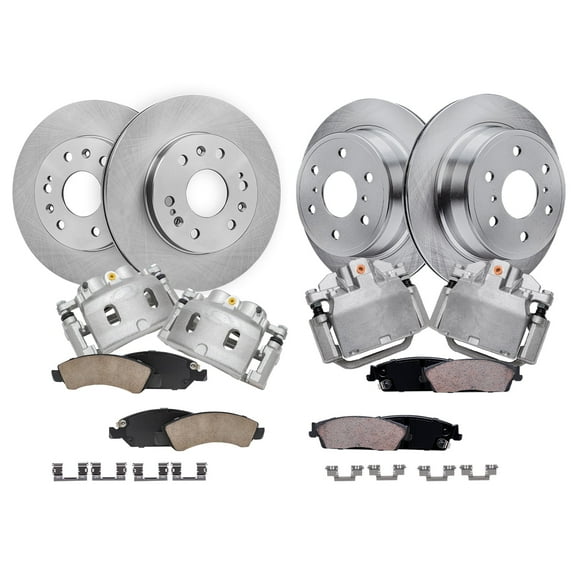 Detroit Axle - Front Rear Disc Rotors Brake Calipers Ceramic Pads for 08-13 Chevrolet Silverado GMC Sierra 1500 Avalanche 08-14 Suburban Tahoe Yukon XL Escalade: 12.99" Front & 13.58" Rear Rotors