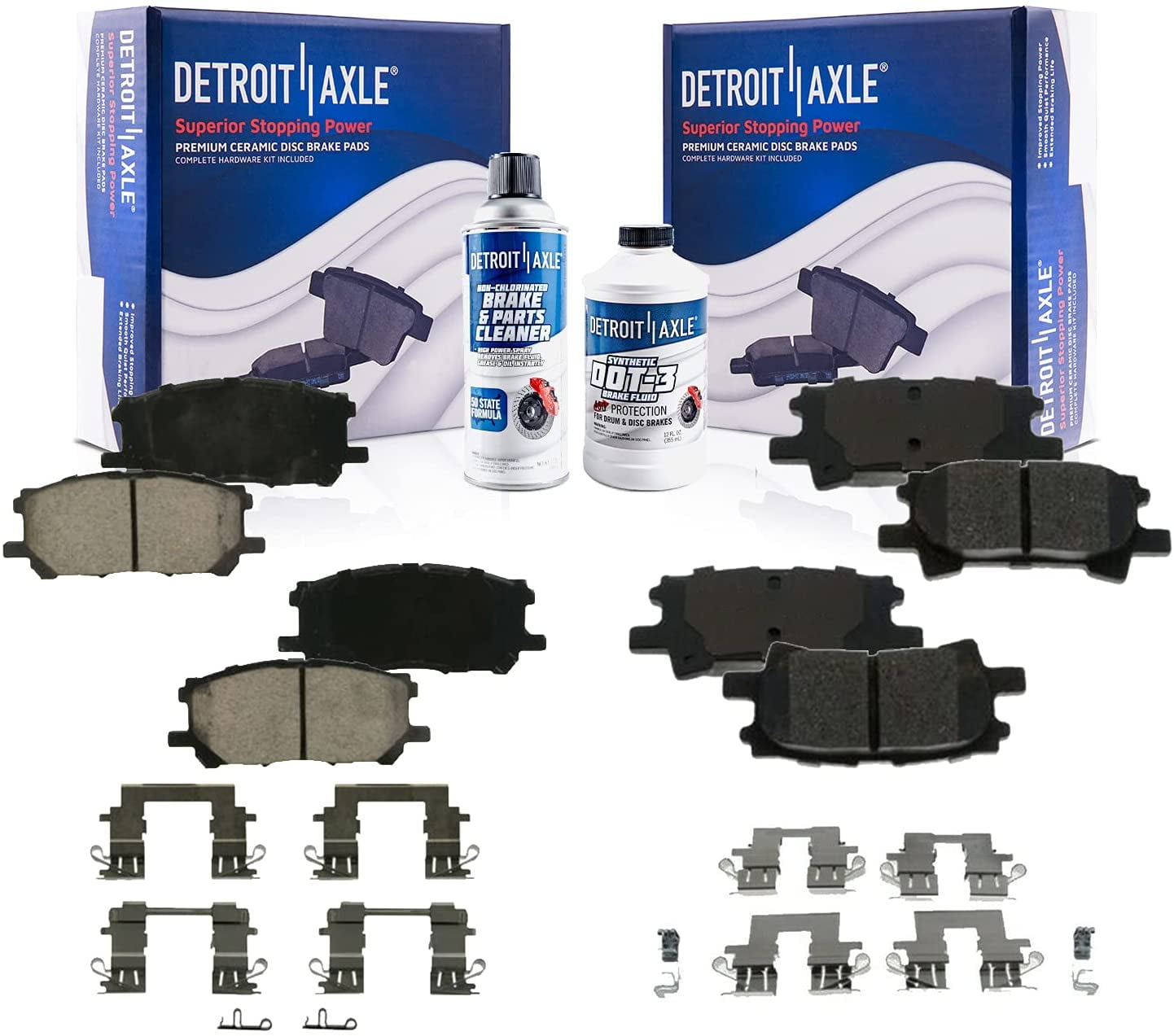 Detroit Axle Front Rear Brake Pads for 2006 2007 Toyota Highlander