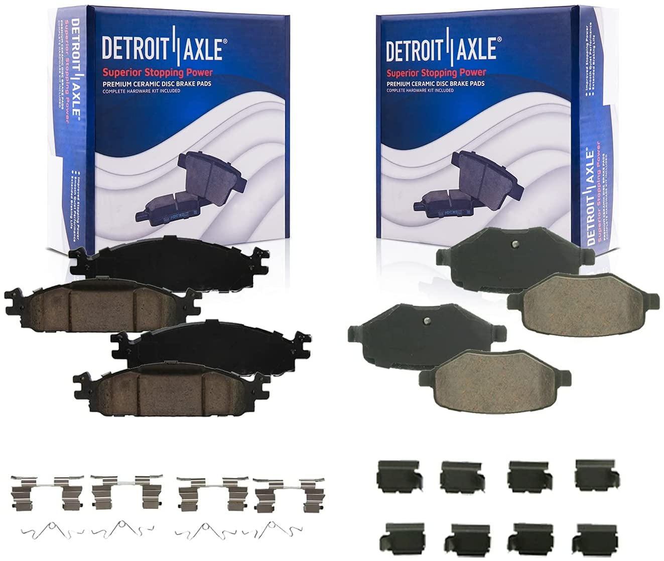 Detroit Axle Front & Rear Brake Pads for 20102017 2018 2019 Ford
