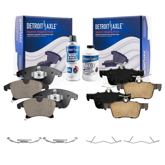 Detroit Axle - Front and Rear Brake Pads for 2013-2020 Ford Fusion Lincoln MKZ Ceramic Brake Pads w/Hardware 2014 2015 2016 2017 2018 2019 6pc Replacement Brakes