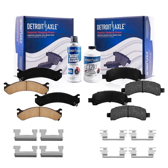 Detroit Axle - Brake Pads for 03-20 Chevy GMC Express Savana 2500 3500 Ceramic Brake Pads 2004 2005 2006 2007 2008 2009 2010 2011 2012 2013 2014 2015 2016 2017 2018 2019 Front & Rear Replacement