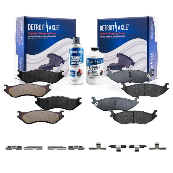 Detroit Axle - Front Rear Brakes Brake Pads for 2004-2006 Dodge Durango 2002-2005 Dodge Ram 1500 Replacement Ceramic Brake Pads with Hardware