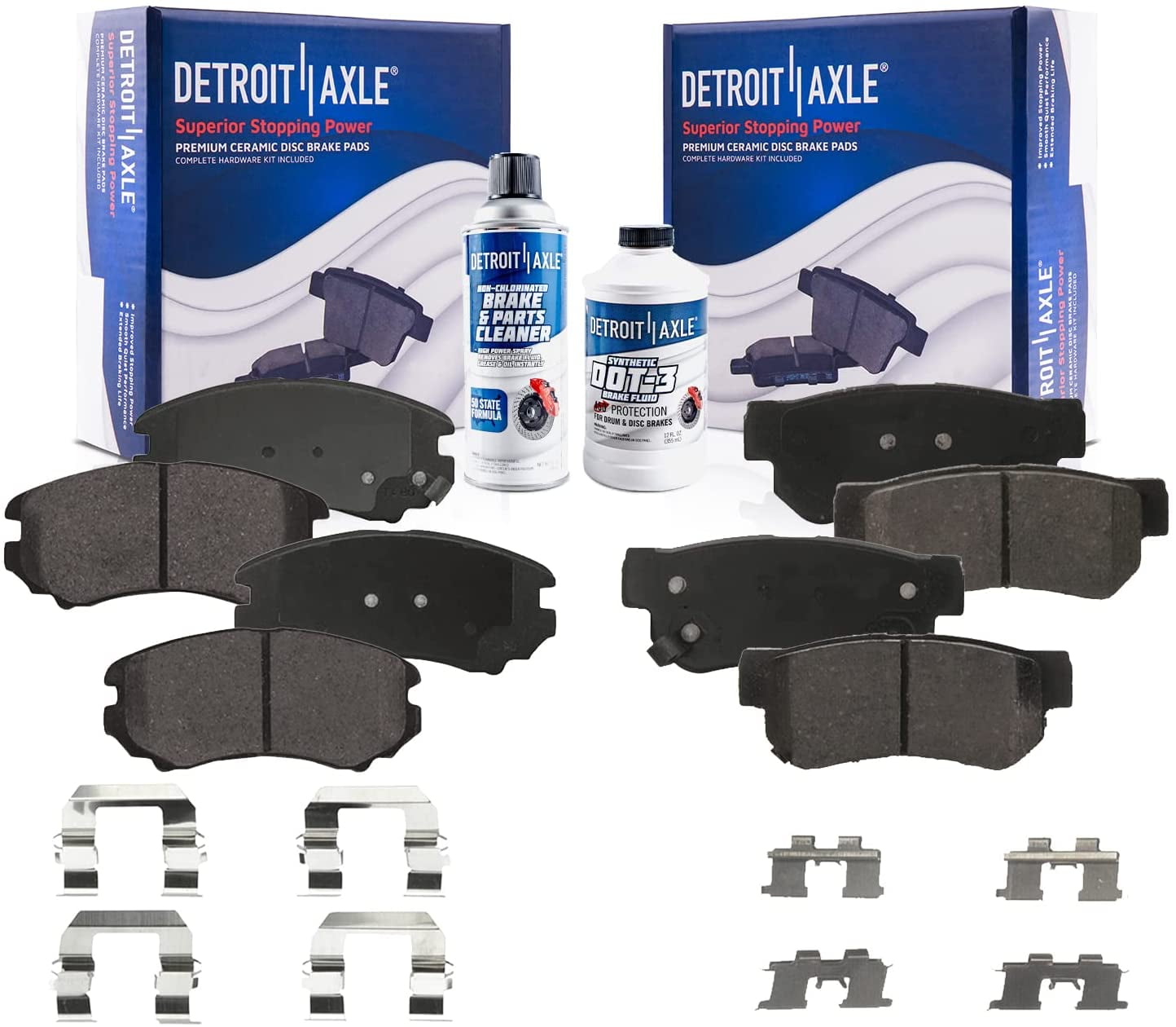 Detroit Axle Front & Rear Brakes Brake Pads Replacement for Kia