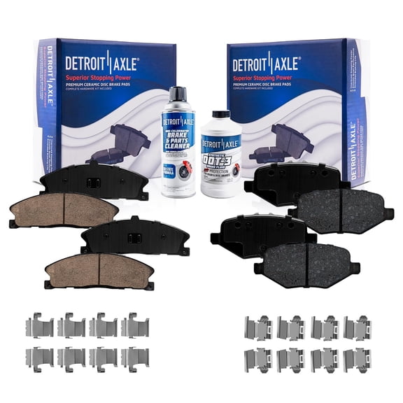 Detroit Axle - Brake Pads for Ford Explorer Flex Police Interceptor Utility Special Service Police Sedan Taurus Lincoln MKS MKT, Front and Rear Ceramic Brake Pads