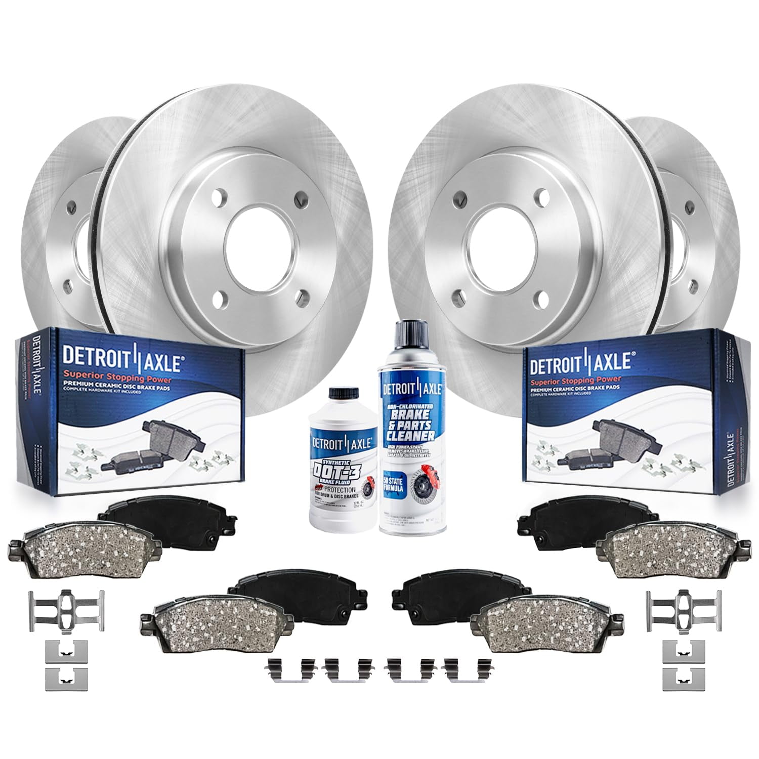 Detroit Axle Front Rear Brakes and Rotors Brake Pads Replacement for