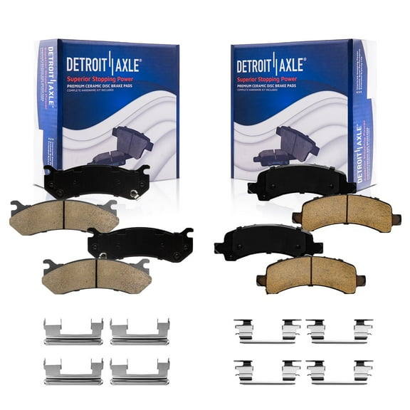 Detroit Axle - Front Rear Ceramic Brake Pads Hardware Replacement for Cadillac Escalade Chevy Avalanche Express 1500