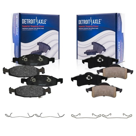 Detroit Axle - Front & Rear Ceramic Brake Pads Hardware Replacment for 1999 2000 2001 2002 Jeep Grand Cherokee