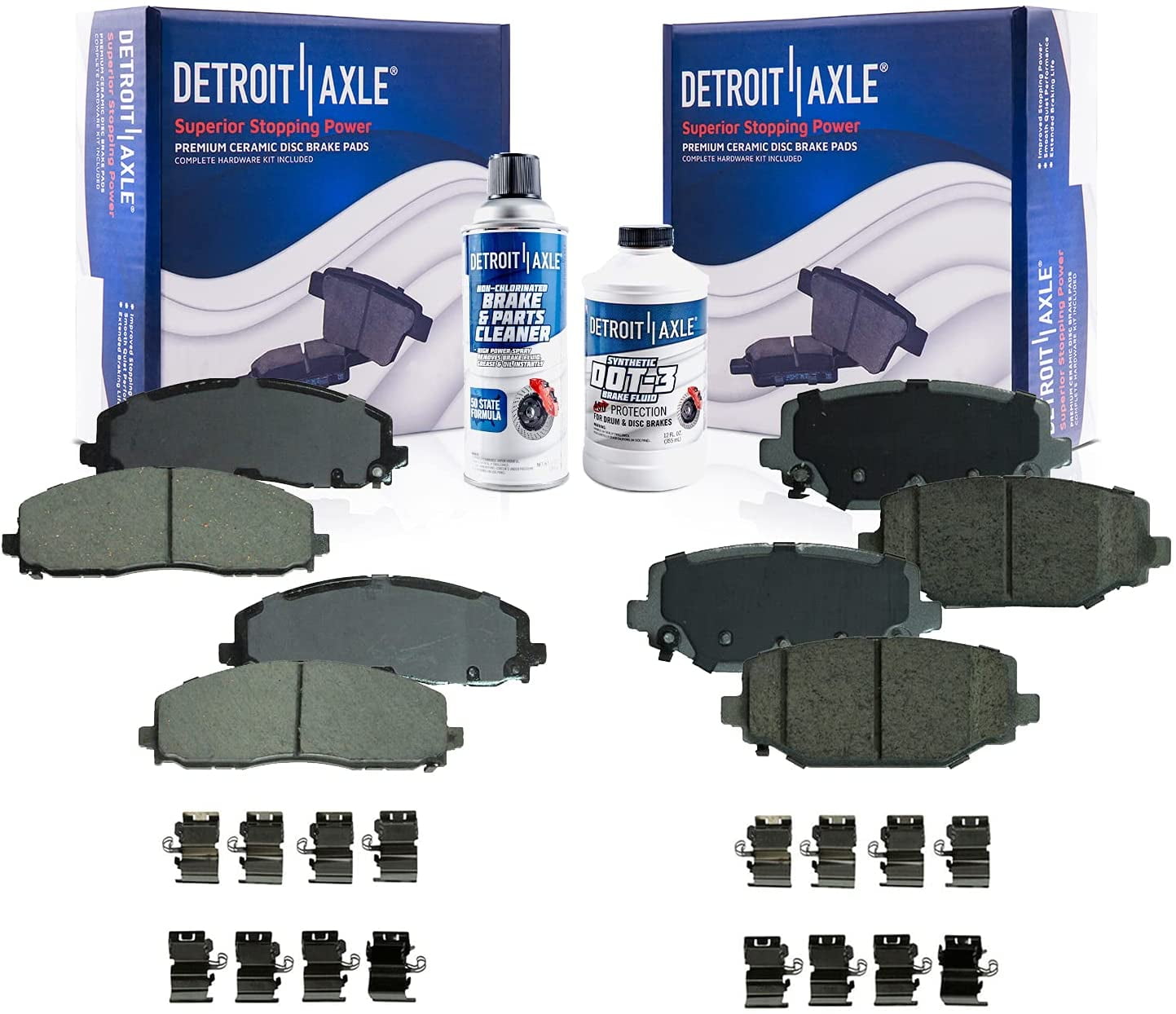 Detroit Axle Front & Rear Ceramic Brake Pads Replacement for Dodge