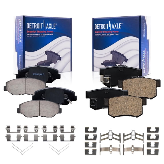 Detroit Axle - Front and Rear Ceramic Brake Pads w/Hardware Replacement for Acura ILX Honda Civic Accord Fits select: 2006-2007 HONDA ACCORD EX, 2005 HONDA ACCORD SE