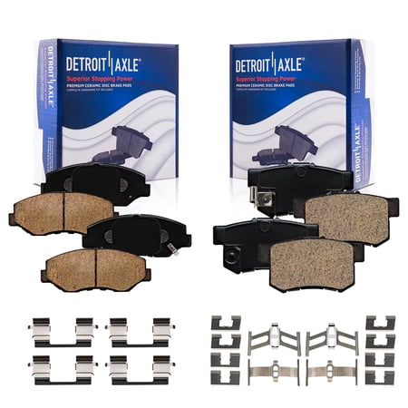 Detroit Axle - 2.4L Brake Pads for 2003-2007 Honda Accord [4-Wheel Disc Brakes] Ceramic Brake Pads w/ Hardware Front and Rear Replacement