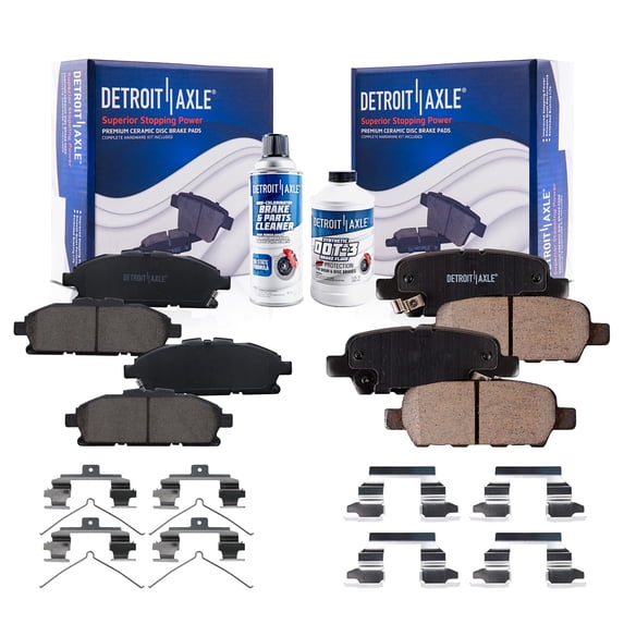 Detroit Axle - Front & Rear Ceramic Brake Pads w/Hardware for 2011-2017 Nissan Quest 2012 2013 2014 2015 2016 Replacement