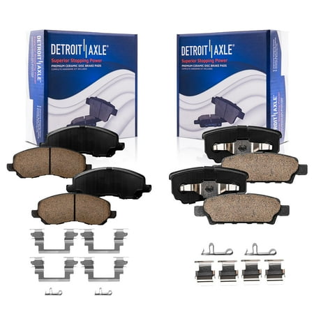 Detroit Axle - Front Rear Ceramic Pads Hardware Replacement for 200 Sebring Jeep Compass Patriot Dodge Avenger Caliber Mitsubishi Lancer Fits select: 2014-2016 JEEP PATRIOT SPORT