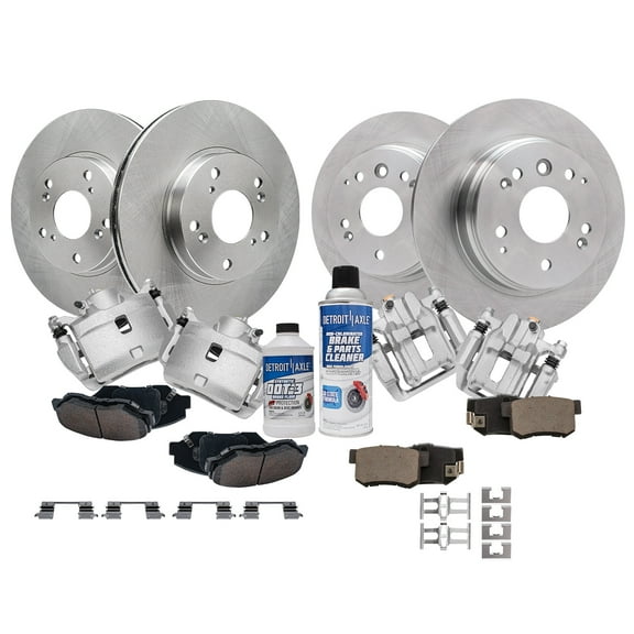 Detroit Axle - Front & Rear Disc Brake Rotors + Brake Calipers + Ceramic Brake Pads Replacement for 2003-2011 Honda Element