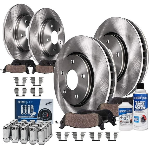 Detroit Axle - Front Rear Disc Brake Rotors Ceramic Brakes Pads + 20pc Wheel Lug Nuts Replacement for Ford Taurus Flex Lincoln MKT MKS