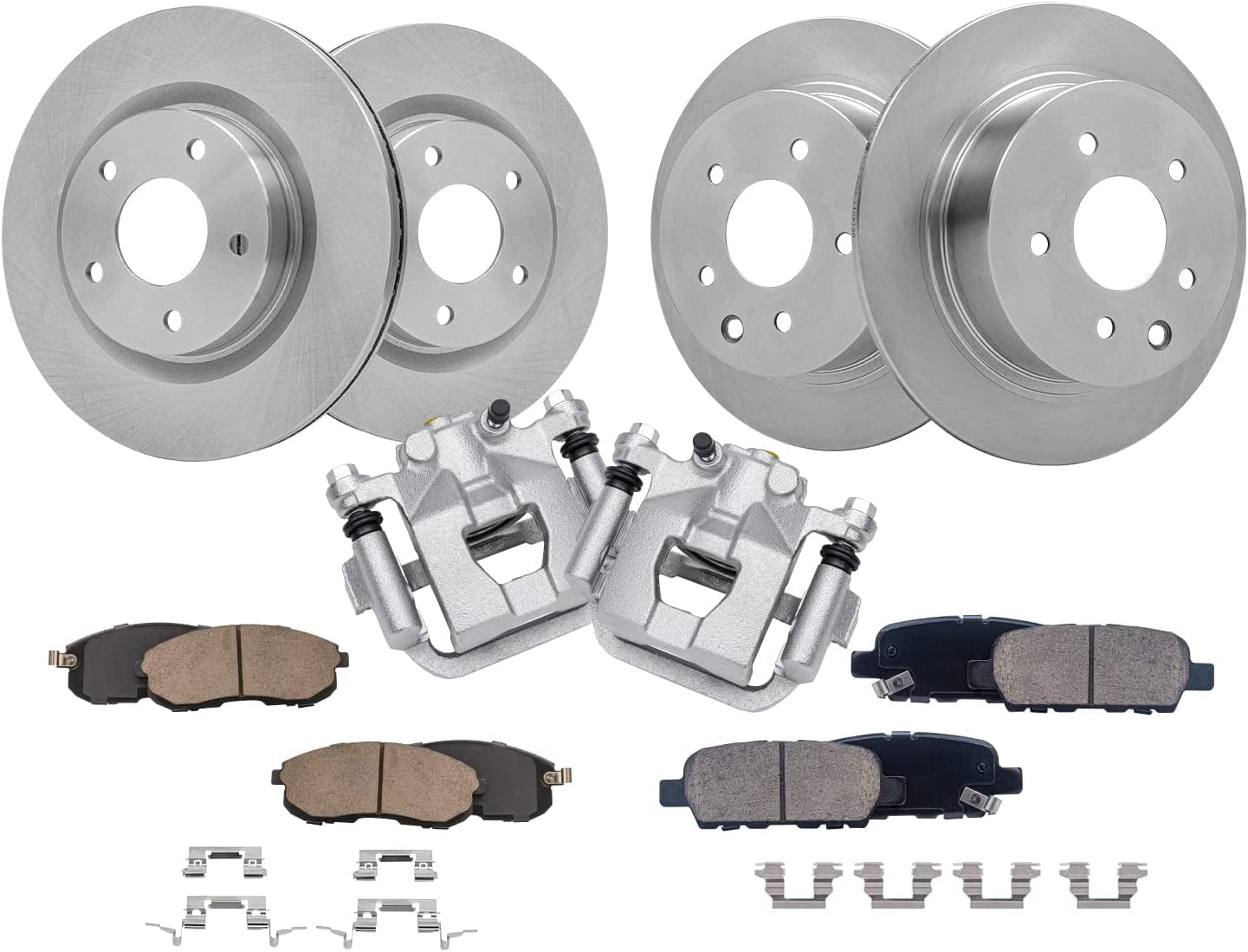 Detroit Axle - Front & Rear Disc Rotors Ceramic Brake Pads + Rear Brake ...