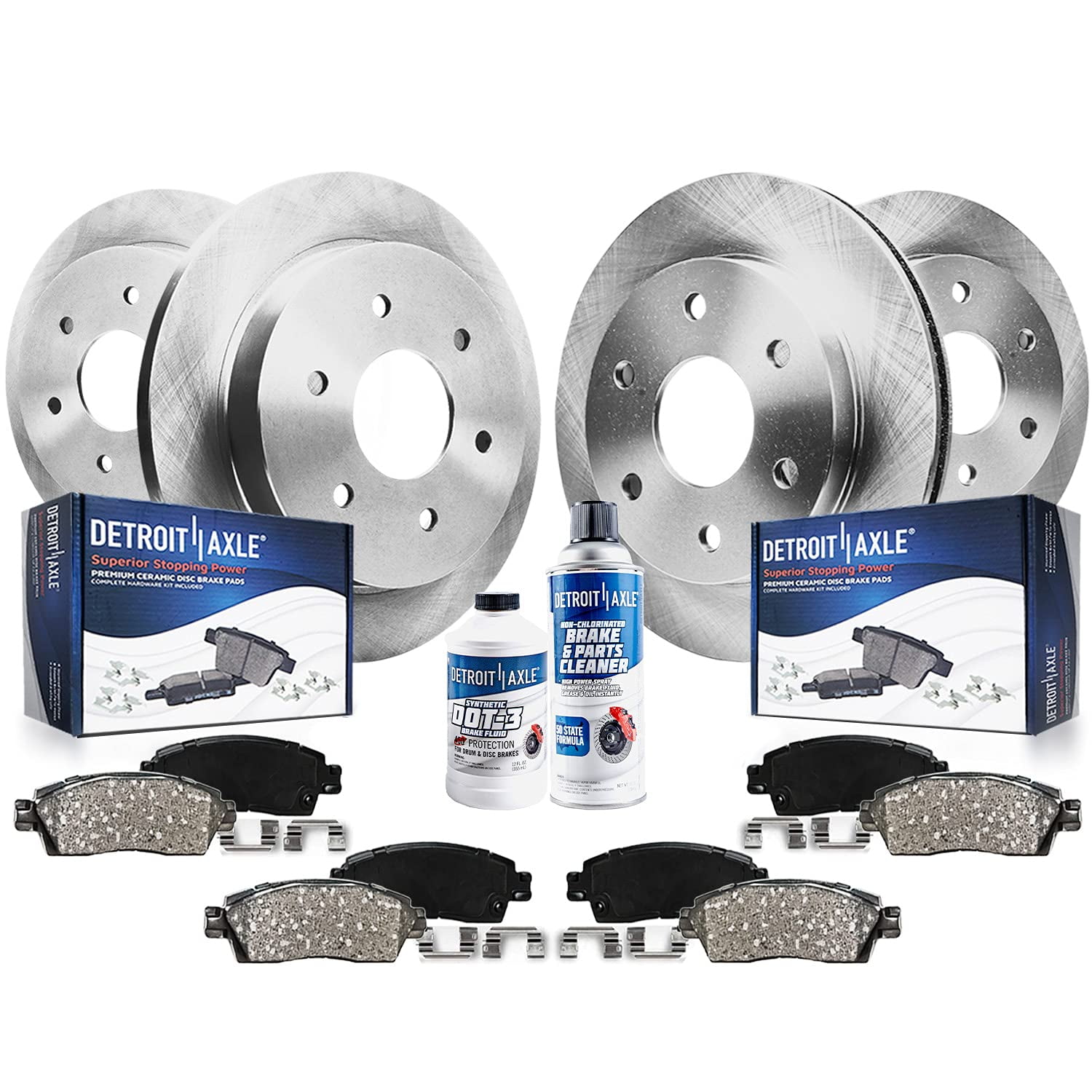 Detroit Axle - Front and Rear Disc Rotors w/Ceramic Brake Pads Replacement for Infiniti QX56 Nissan Armada Titan Fits select: 2008 NISSAN TITAN XE/SE/LE, 2011 NISSAN ARMADA PLATINUM