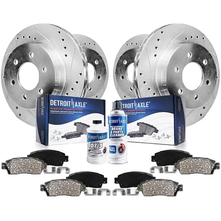 Detroit Axle - Brake Kit for 06-09 Chevrolet Trailblazer, 08 Saab 9-7x Replacement 2006 2007 2008 2009 Drilled & Slotted Disc Brakes Rotors Ceramic Brake Pads Front and Rear