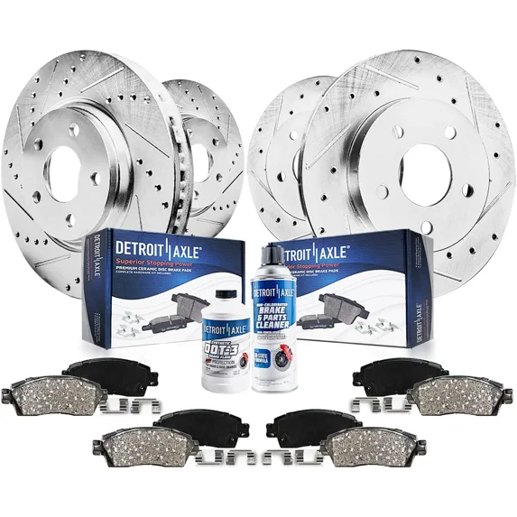 Detroit Axle - Front Rear Drilled Slotted Brakes and Rotors Brake Pads Replacement for Mercedes-Benz E320