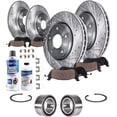 thumbnail image 1 of Detroit Axle - Front Brake Kit for 2013-2017 Honda Accord,  Drilled Slotted Disc Brake Rotors Ceramic Brake Pads Wheel Bearings Replacement: 11.54" inch Front  and 11.10" inch Rear Rotor, 1 of 7