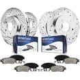 thumbnail image 1 of Detroit Axle - Brake Kit for 2006-2013 Mazda 3 2010-2013 Mazda 3 Sport, Drilled & Slotted Brake Rotors and Ceramic Brakes Pads Front and Rear 2007 2008 2009 2011 2012  Replacement, 1 of 6