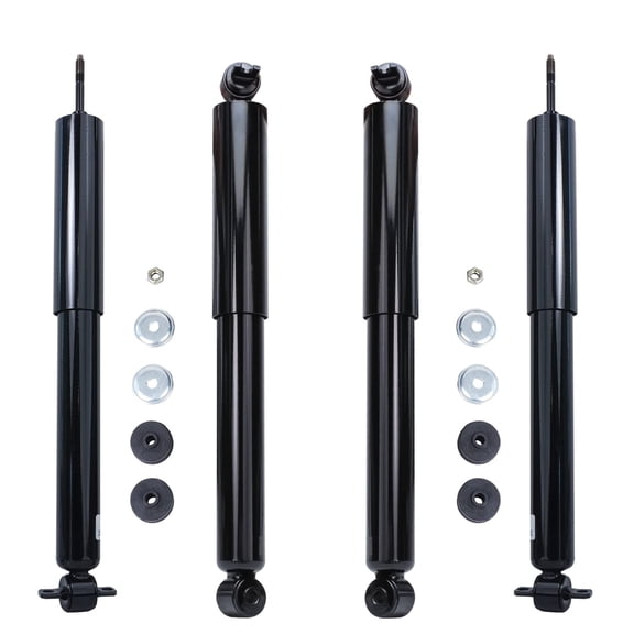 Detroit Axle - Front & Rear Shock Absorbers for 1997-2006 Jeep Wrangler, 4 Complete Shock Absorber Assembly 1998 1999 2000 2001 2002 2003 2004 2005 Replacement