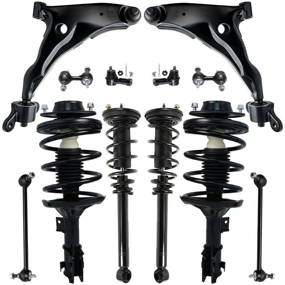 Detroit Axle - Front Rear Struts with Coil Spring Assembly + Sway Bar Links + Front Lower Control Arm + Outer Tie Rods Replacement for 2002 2003 2004 2005 Mitsubishi Eclipse - 12pc Set