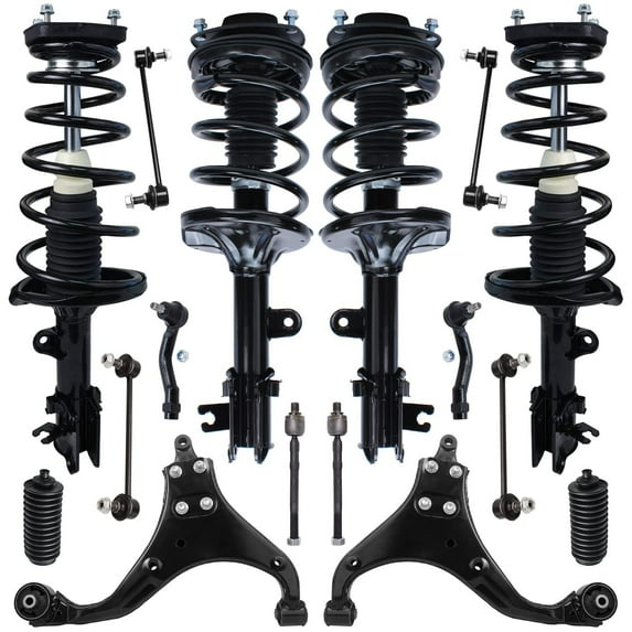 Detroit Axle - 16pc End Suspension Kit for 2005-2009 Hyundai Tucson 2005-2010 Kia Sportage Front Rear Ready Struts Front Lower Control Arms Sway Bars Tie Rods Boots 2006 2007 2008 Replacement