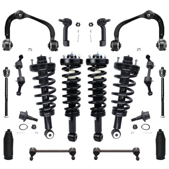Detroit Axle - 18pc Front End Suspension Kit for 2007-2013 Lincoln Navigator Ford Expedition, Upper Control Arms Tie Rods Boots Ball Joints Front & Rear Struts w/Coil Spring Sway Bars Replacement