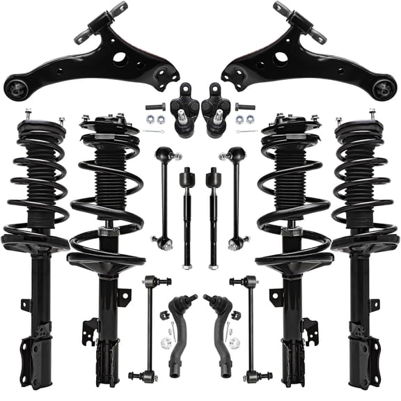Detroit Axle - Front Rear Struts w/Coil Springs Lower Control Arms Ball Joints Sway Bars Tie Rods Replacement for 2001-2003 Toyota Highlander FWD 3.0L